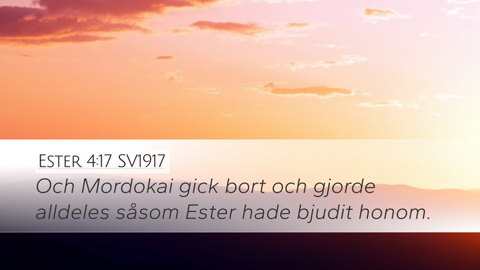 Ester 4:17 SV1917 Desktop Wallpaper - Och Mordokai gick bort och gjorde alldeles såsom - Desktop Bible Verse Wallpaper