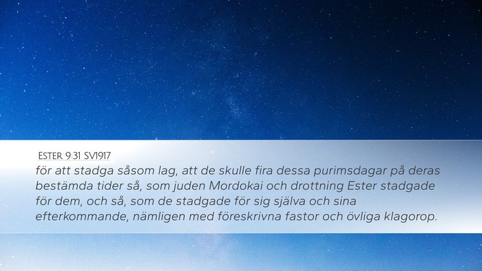 Ester 9:31 SV1917 Desktop Wallpaper - för att stadga såsom lag, att de skulle fira - Desktop Bible Verse Wallpaper