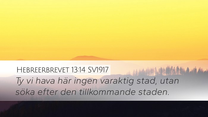 Hebreerbrevet 13:14 SV1917 Bible Verse Image