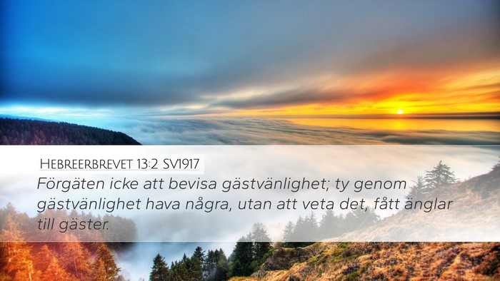 Hebreerbrevet 13:2 SV1917 Bible Verse Image
