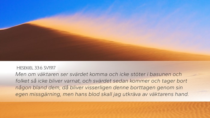 Hesekiel 33:6 SV1917 Bible Verse Image