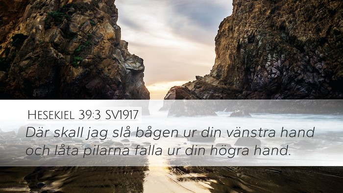 Hesekiel 39:3 SV1917 Desktop Wallpaper - Där skall jag slå bågen ur din vänstra hand - Desktop Bible Verse Wallpaper