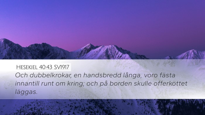 Hesekiel 40:43 SV1917 Desktop Wallpaper - Och dubbelkrokar, en handsbredd långa, voro - Desktop Bible Verse Wallpaper