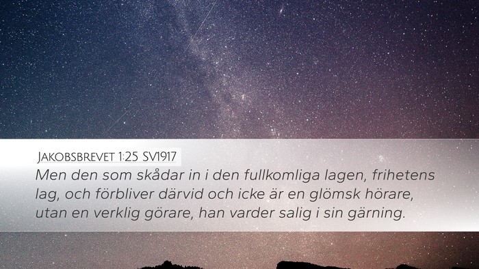 Jakobsbrevet 1:25 SV1917 Bible Verse Image