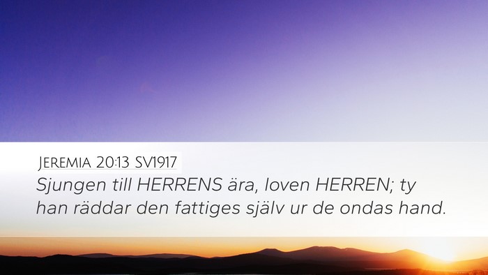 Jeremia 20:13 SV1917 Bible Verse Image