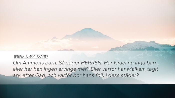 Jeremia 49:1 SV1917 Bible Verse Image