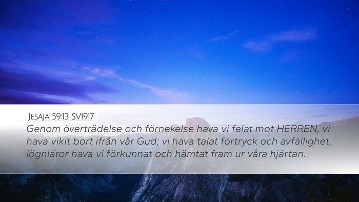 Jesaja 59:13 SV1917 Bible Verse Image