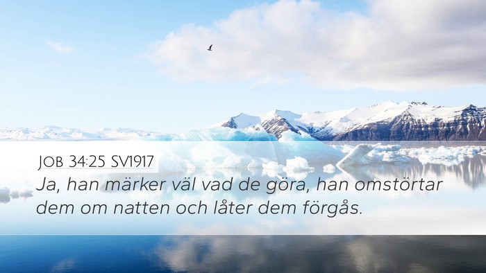 Job 34:25 SV1917 Bible Verse Image