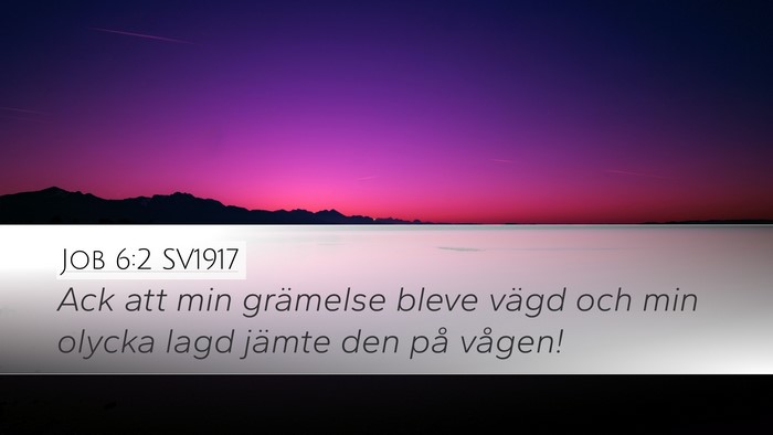 Job 6:2 SV1917 Bible Verse Image