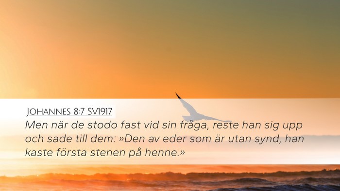 Johannes 8:7 SV1917 Bible Verse Image