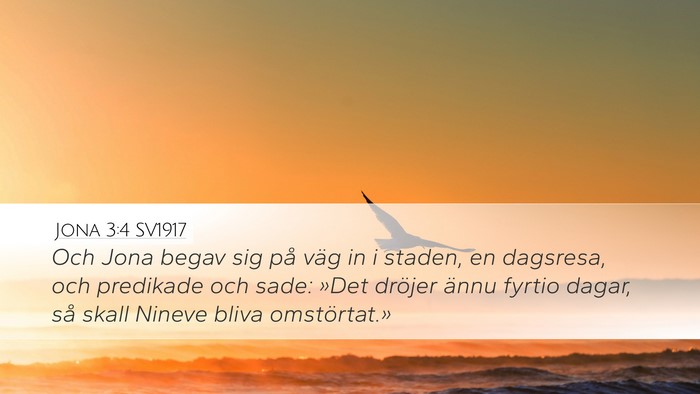 Jona 3:4 SV1917 Desktop Wallpaper - Och Jona begav sig på väg in i staden, en - Desktop Bible Verse Wallpaper