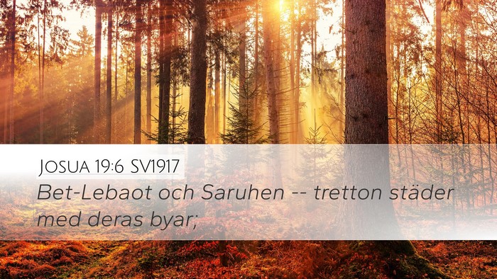 Josua 19:6 SV1917 Desktop Wallpaper - Bet-Lebaot och Saruhen -- tretton städer med - Desktop Bible Verse Wallpaper