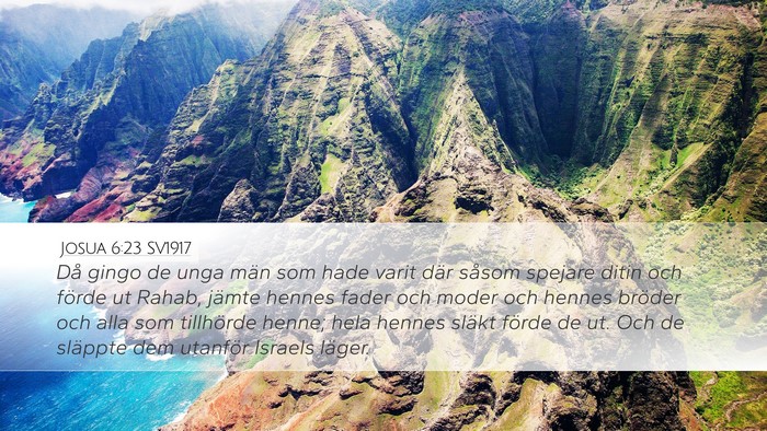 Josua 6:23 SV1917 Desktop Wallpaper - Då gingo de unga män som hade varit där såsom - Desktop Bible Verse Wallpaper