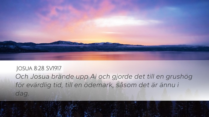 Josua 8:28 SV1917 Desktop Wallpaper - Och Josua brände upp Ai och gjorde det till en - Desktop Bible Verse Wallpaper