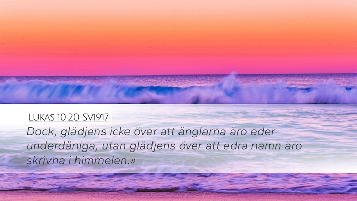 Lukas 10:20 SV1917 Desktop Wallpaper - Dock, glädjens icke över att änglarna äro - Desktop Bible Verse Wallpaper
