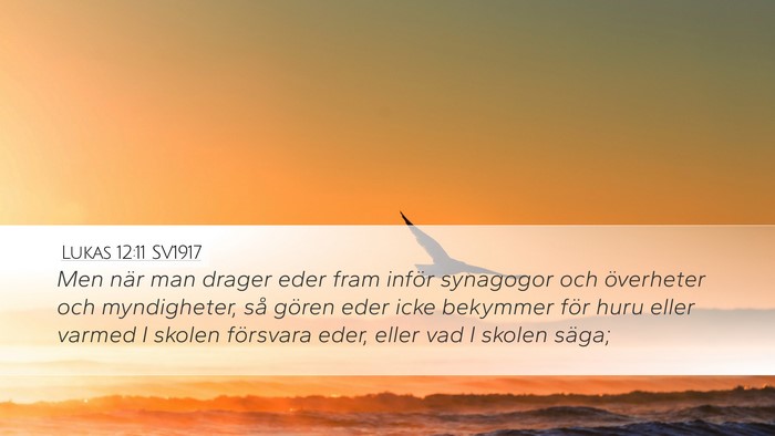 Lukas 12:11 SV1917 Bible Verse Image
