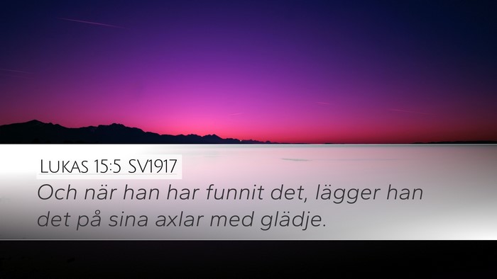 Lukas 15:5 SV1917 Desktop Wallpaper - Och när han har funnit det, lägger han det på - Desktop Bible Verse Wallpaper