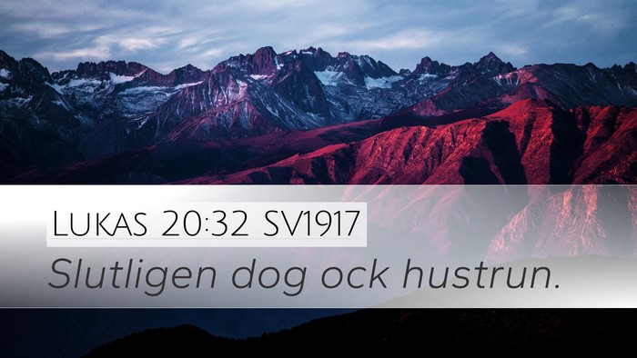 Lukas 20:32 SV1917 Desktop Wallpaper - Slutligen dog ock - Desktop Bible Verse Wallpaper