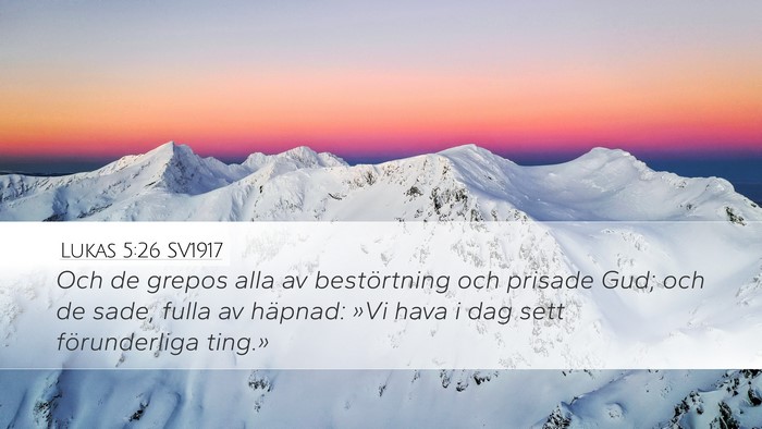 Lukas 5:26 SV1917 Desktop Wallpaper - Och de grepos alla av bestörtning och prisade - Desktop Bible Verse Wallpaper