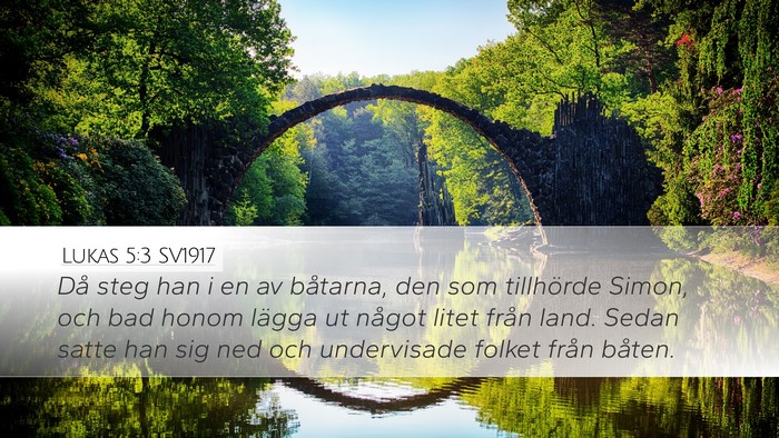 Lukas 5:3 SV1917 Desktop Wallpaper - Då steg han i en av båtarna, den som tillhörde - Desktop Bible Verse Wallpaper