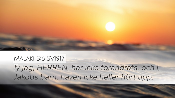 Malaki 3:6 SV1917 Bible Verse Image