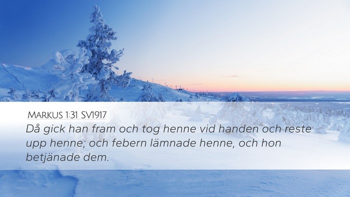 Markus 1:31 SV1917 Bible Verse Image