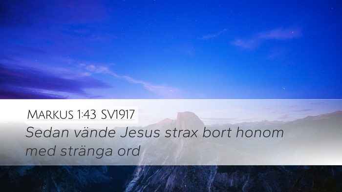 Markus 1:43 SV1917 Desktop Wallpaper - Sedan vände Jesus strax bort honom med stränga - Desktop Bible Verse Wallpaper