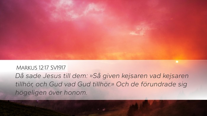 Markus 12:17 SV1917 Bible Verse Image
