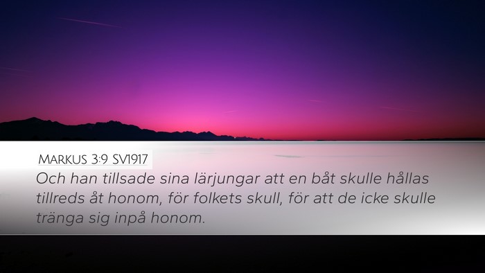 Markus 3:9 SV1917 Desktop Wallpaper - Och han tillsade sina lärjungar att en båt - Desktop Bible Verse Wallpaper