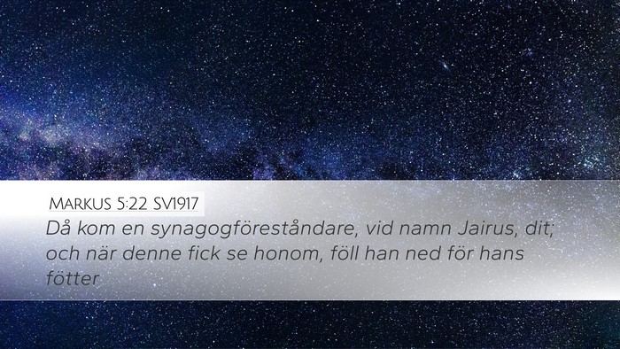 Markus 5:22 SV1917 Desktop Wallpaper - Då kom en synagogföreståndare, vid namn - Desktop Bible Verse Wallpaper