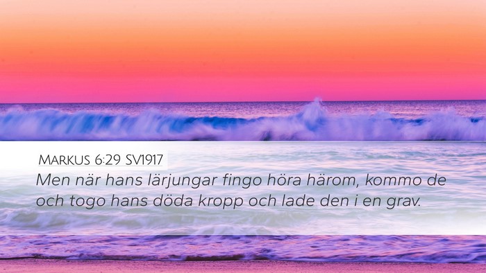 Markus 6:29 SV1917 Desktop Wallpaper - Men när hans lärjungar fingo höra härom, - Desktop Bible Verse Wallpaper