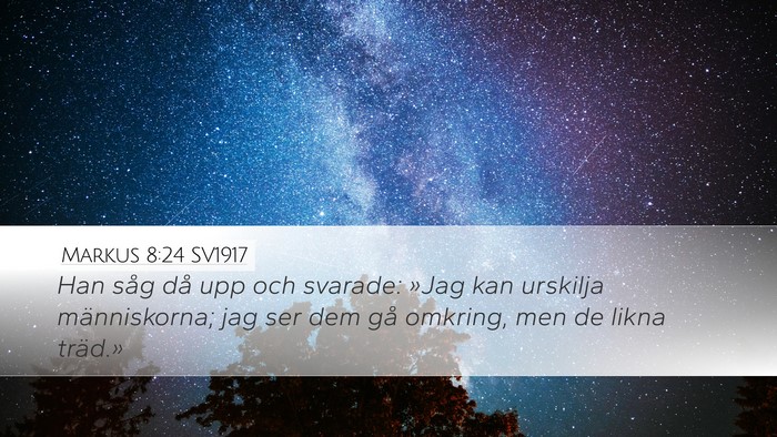 Markus 8:24 SV1917 Desktop Wallpaper - Han såg då upp och svarade: »Jag kan urskilja - Desktop Bible Verse Wallpaper