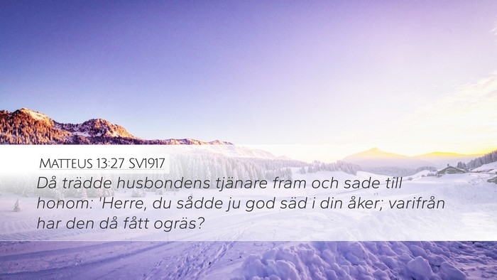Matteus 13:27 SV1917 Desktop Wallpaper - Då trädde husbondens tjänare fram och sade - Desktop Bible Verse Wallpaper