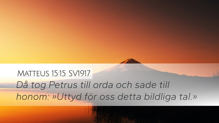 Matteus 15:15 SV1917 Bible Verse Image