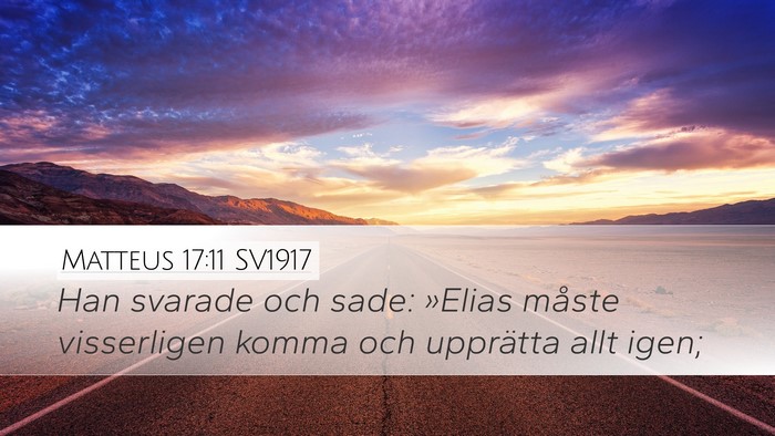 Matteus 17:11 SV1917 Bible Verse Image