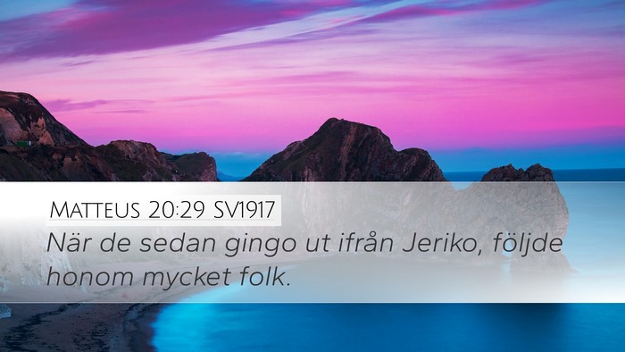 Matteus 20:29 SV1917 Desktop Wallpaper - När de sedan gingo ut ifrån Jeriko, följde - Desktop Bible Verse Wallpaper