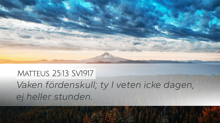 Matteus 25:13 SV1917 Bible Verse Image