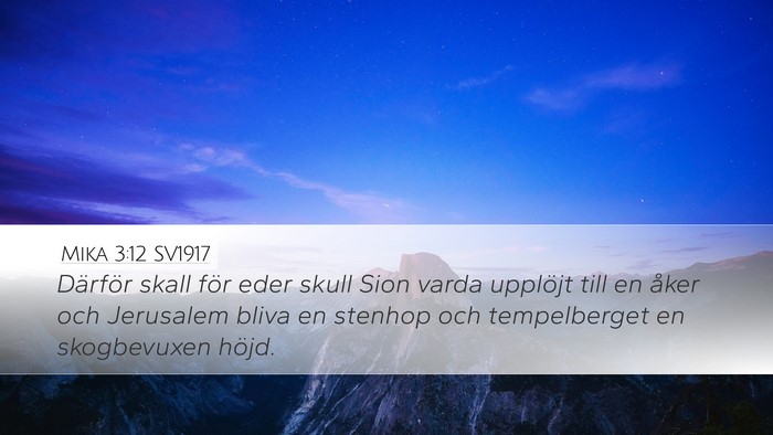 Mika 3:12 SV1917 Bible Verse Image