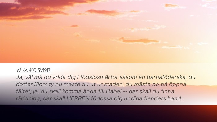 Mika 4:10 SV1917 Bible Verse Image
