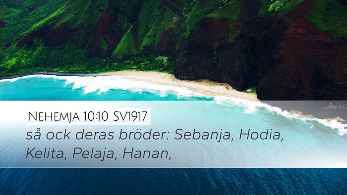Nehemja 10:10 SV1917 Desktop Wallpaper - så ock deras bröder: Sebanja, Hodia, Kelita, - Desktop Bible Verse Wallpaper