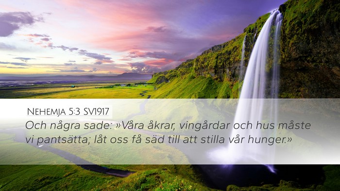 Nehemja 5:3 SV1917 Desktop Wallpaper - Och några sade: »Våra åkrar, vingårdar och - Desktop Bible Verse Wallpaper
