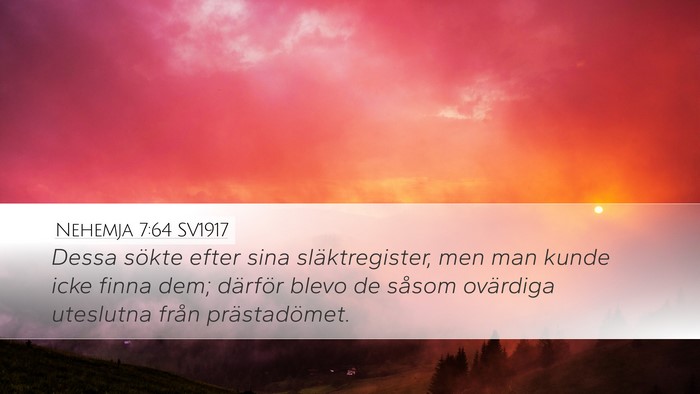 Nehemja 7:64 SV1917 Bible Verse Image
