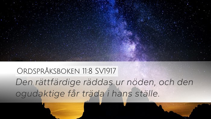 Ordspråksboken 11:8 SV1917 Bible Verse Image