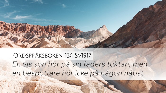 Ordspråksboken 13:1 SV1917 Bible Verse Image