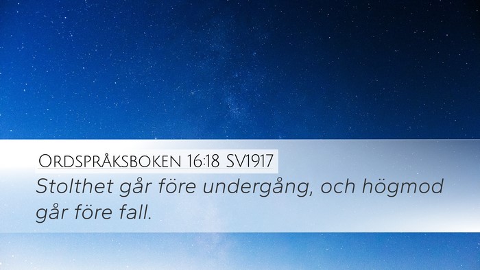 Ordspråksboken 16:18 SV1917 Bible Verse Image