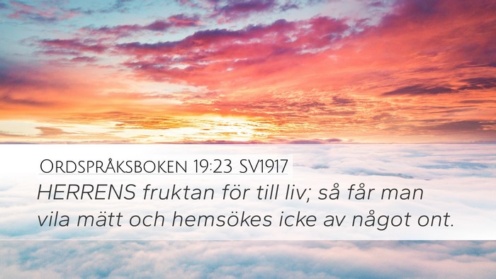 Ordspråksboken 19:23 SV1917 Desktop Wallpaper - HERRENS fruktan för till liv; så får man vila - Desktop Bible Verse Wallpaper