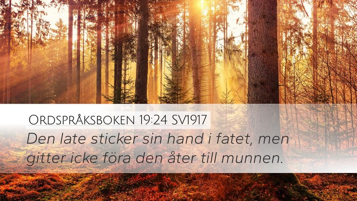 Ordspråksboken 19:24 SV1917 Desktop Wallpaper - Den late sticker sin hand i fatet, men gitter - Desktop Bible Verse Wallpaper