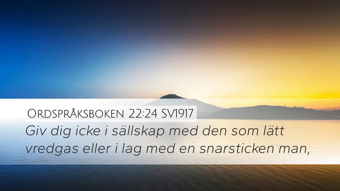 Ordspråksboken 22:24 SV1917 Bible Verse Image