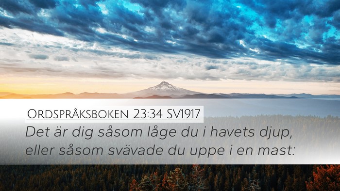 Ordspråksboken 23:34 SV1917 Bible Verse Image