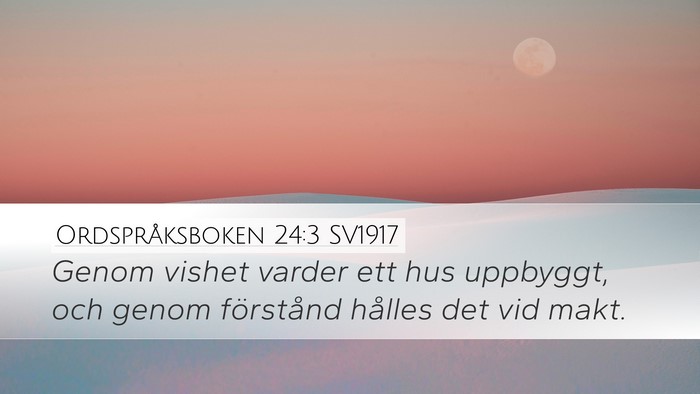 Ordspråksboken 24:3 SV1917 Desktop Wallpaper - Genom vishet varder ett hus uppbyggt, och genom - Desktop Bible Verse Wallpaper